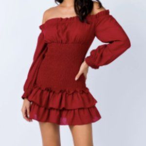 Princess Polly: FLINDERS MINI DRESS BURGUNDY